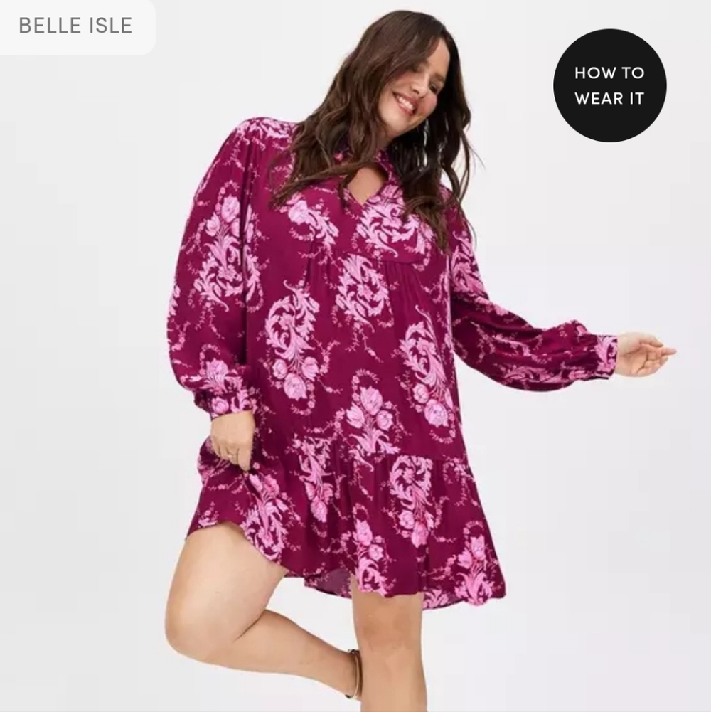 Belle Isle Ruffle Collar Drop Waist Dress By Torrid Size 4X BNWT - Picture 1 of 8